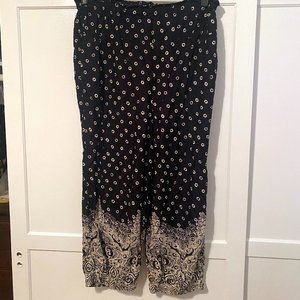 Anthropologie black and white floral joggers